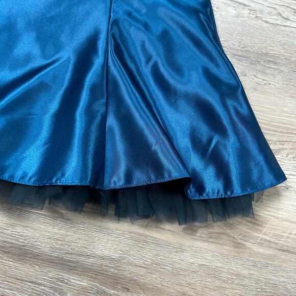 Jessica McClintock Gunne Sax Blue Satin Tulle Party Dress Size 9 - Picture 3 of 12